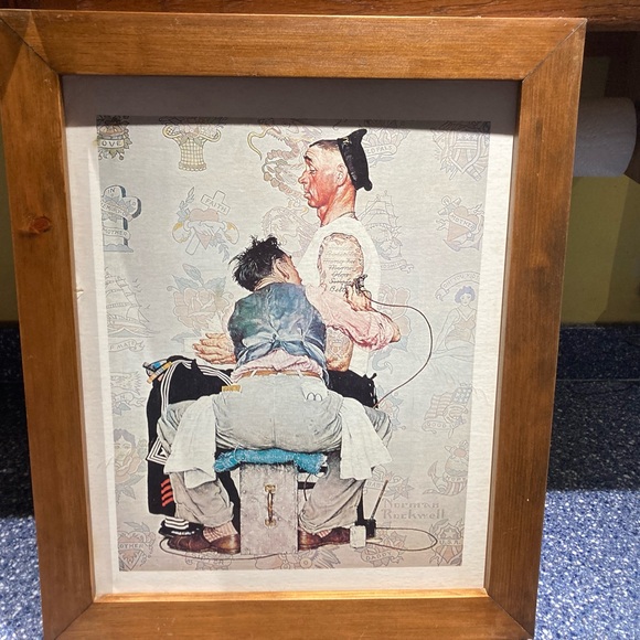 “TATTOO ARTIST” by NORMEN ROCKWELL Wooden Frame